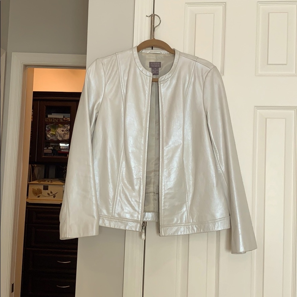 Pearl white Sigird Olsen leather jacket